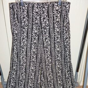 Black & White Floral Wide Leg Dress Pants